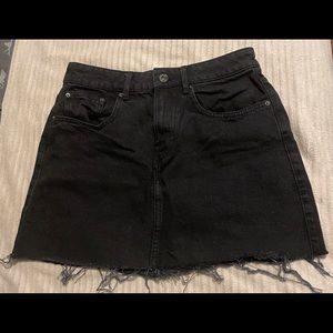 Zara Size 28 Distressed Black Jean Mini Skirt